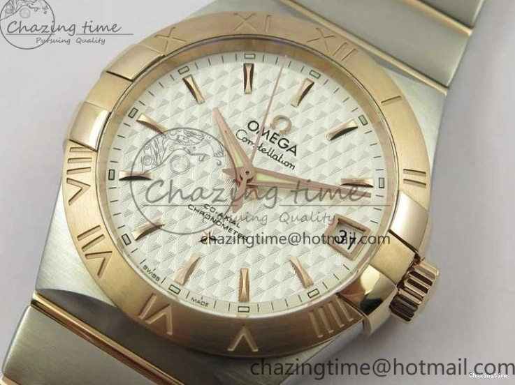 0312 Stylish Constellation 38mm SS RG VSF 1:1 Best Edition WhiteTextured Dial on SS RG Bracelet A8500 Super Clone 7921